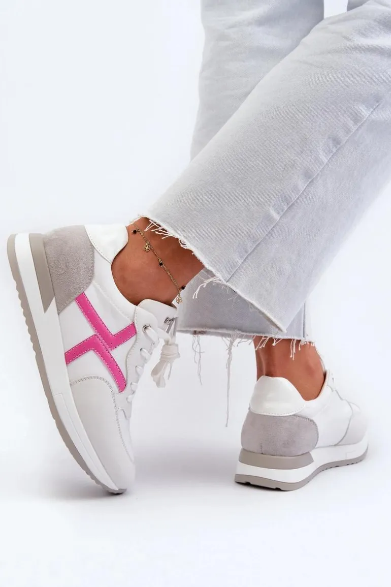 Sneakersy Damskie Na Platformie INBLU IN000362 Białe