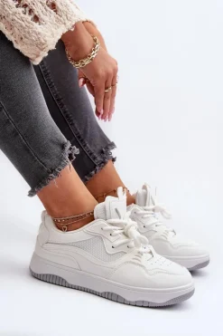 Sneakersy Damskie Na Platformie Białe Etnaria