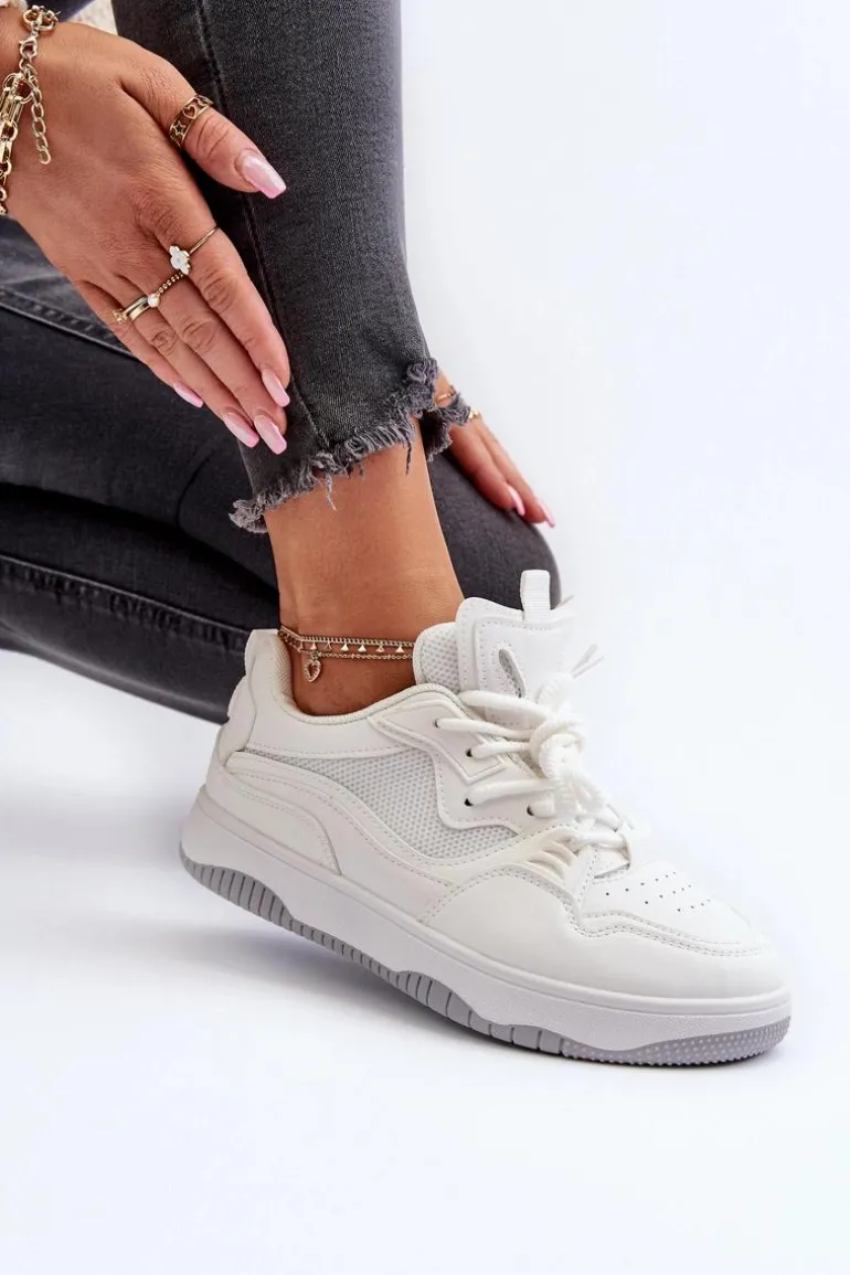 Sneakersy Damskie Na Platformie Białe Etnaria