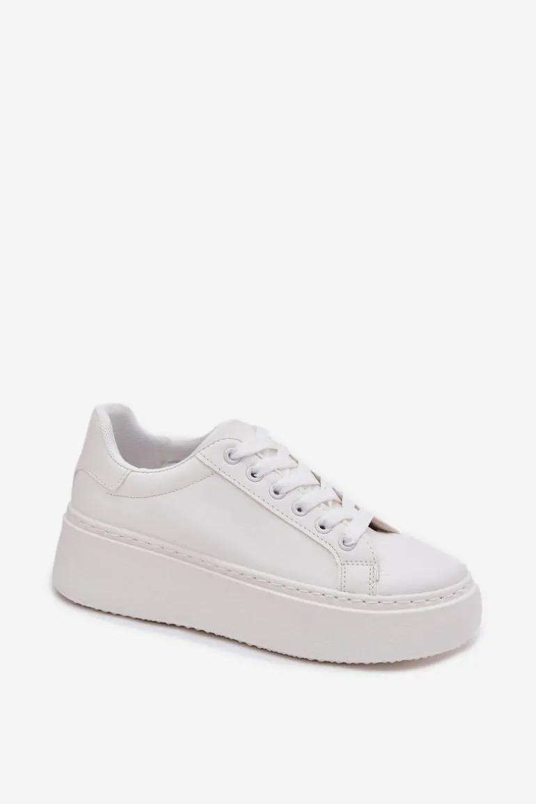 Sneakersy Damskie Na Platformie Białe Sallira