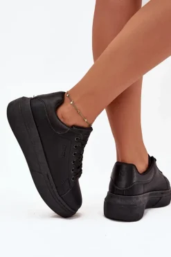 Sneakersy Damskie Na Platformie Big Star SS274244 Czarne