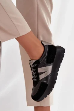 Sneakersy Damskie Na Platformie Vinceza 58561 Czarne