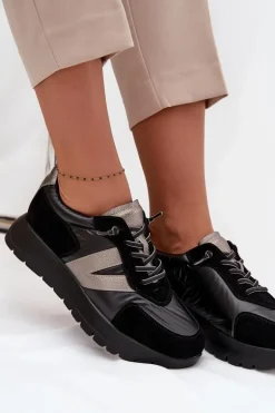 Sneakersy Damskie Na Platformie Vinceza 58561 Czarne