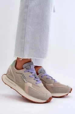 Sneakersy Damskie Na Platformie Memory Foam System Big Star NN274681 Beżowe