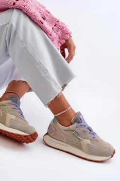 Sneakersy Damskie Na Platformie Memory Foam System Big Star NN274681 Beżowe