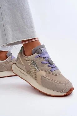 Sneakersy Damskie Na Platformie Memory Foam System Big Star NN274681 Beżowe