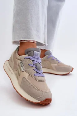 Sneakersy Damskie Na Platformie Memory Foam System Big Star NN274681 Beżowe