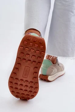 Sneakersy Damskie Na Platformie Memory Foam System Big Star NN274681 Beżowe