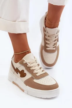 Sneakersy Damskie Na Platformie Beżowe Zeparine