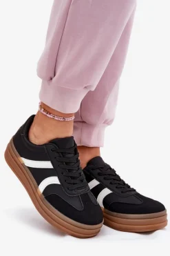 Sneakersy Damskie Na Platformie Czarne Tolianna