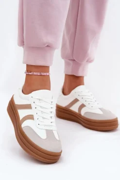 Sneakersy Damskie Na Platformie Białe Tolianna