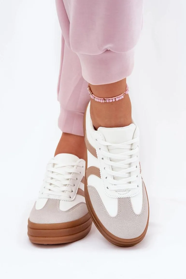 Sneakersy Damskie Na Platformie Białe Tolianna