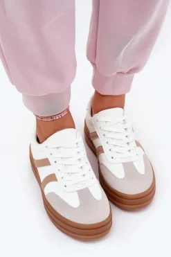 Sneakersy Damskie Na Platformie Białe Tolianna