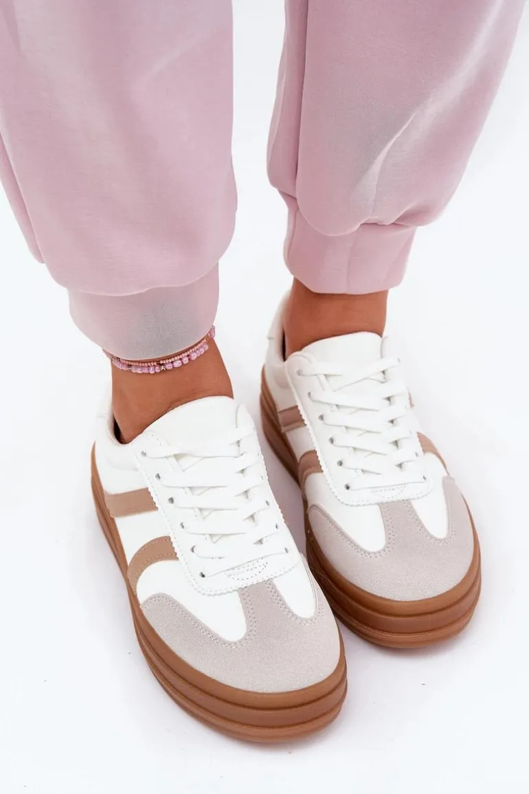 Sneakersy Damskie Na Platformie Białe Tolianna