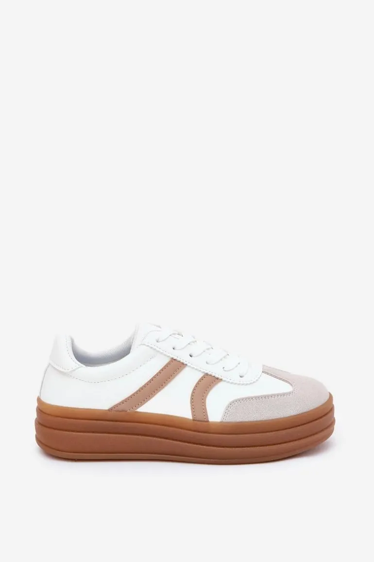 Sneakersy Damskie Na Platformie Białe Tolianna