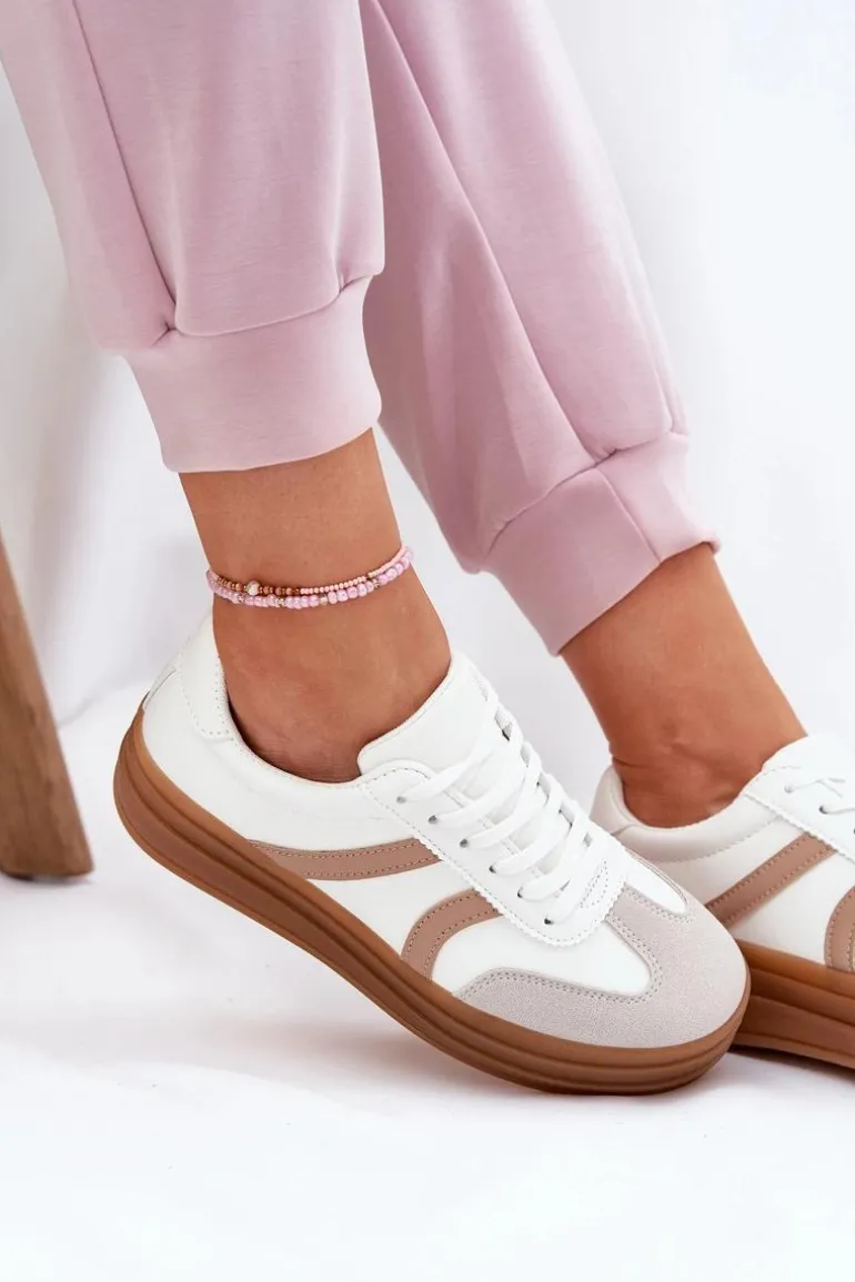 Sneakersy Damskie Na Platformie Białe Tolianna