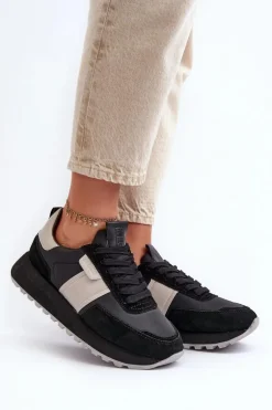 Sneakersy Damskie Na Platformie Big Star NN274502 Memory Foam System Czarne