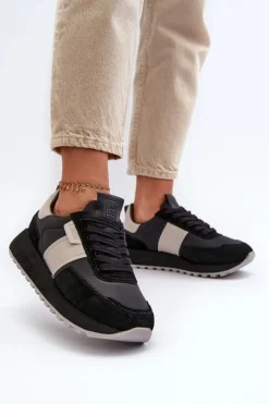 Sneakersy Damskie Na Platformie Big Star NN274502 Memory Foam System Czarne