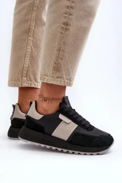 Sneakersy Damskie Na Platformie Big Star NN274502 Memory Foam System Czarne