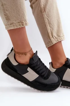 Sneakersy Damskie Na Platformie Big Star NN274502 Memory Foam System Czarne