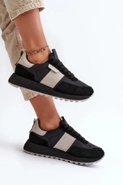 Sneakersy Damskie Na Platformie Big Star NN274502 Memory Foam System Czarne