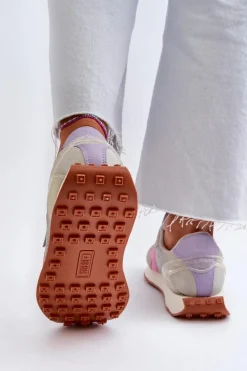 Sneakersy Damskie Na Platformie Memory Foam System Big Star NN274680 Szaro-Różowe