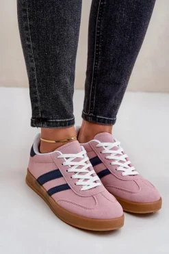 Sneakersy Damskie Niskie Różowe Ennorwen