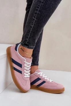 Sneakersy Damskie Niskie Różowe Ennorwen