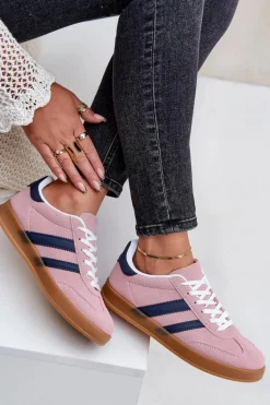 Sneakersy Damskie Niskie Różowe Ennorwen