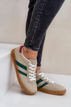 Sneakersy Damskie Niskie Beżowe Ennorwen