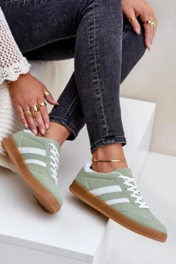 Sneakersy Damskie Niskie Zielone Ennorwen