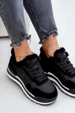 Sneakersy Damskie Ocieplane Na Platformie Big Star OO274A216 Czarne