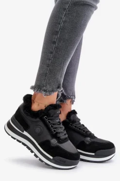Sneakersy Damskie Ocieplane Na Platformie Big Star OO274A216 Czarne