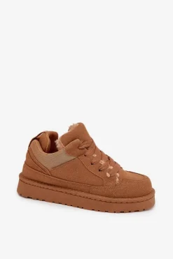Sneakersy Damskie Ocieplane Futerkiem Camel Cyrissa