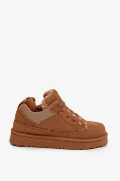Sneakersy Damskie Ocieplane Futerkiem Camel Cyrissa