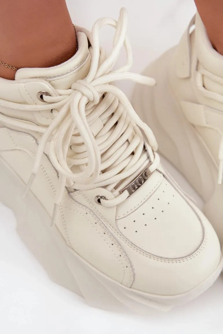 Sneakersy Damskie Skóra Naturalna GOE SS2N4037 Zgaszona Biel