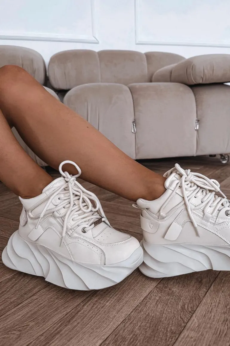 Sneakersy Damskie Skóra Naturalna GOE SS2N4037 Zgaszona Biel