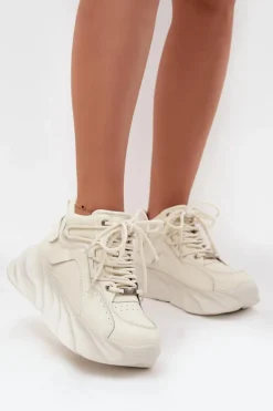 Sneakersy Damskie Skóra Naturalna GOE SS2N4037 Zgaszona Biel