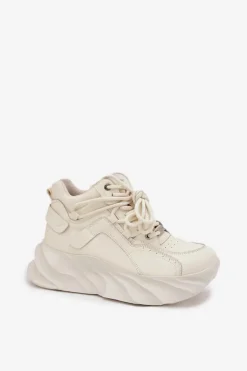 Sneakersy Damskie Skóra Naturalna GOE SS2N4037 Zgaszona Biel