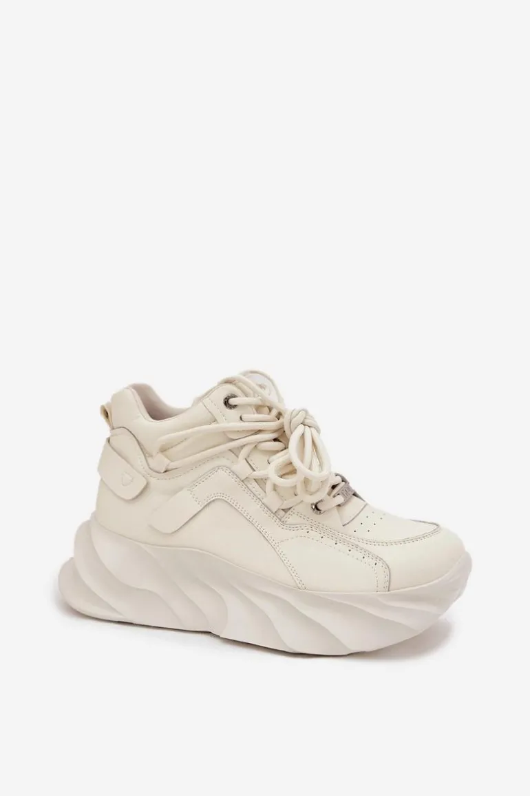 Sneakersy Damskie Skóra Naturalna GOE SS2N4037 Zgaszona Biel