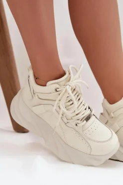 Sneakersy Damskie Skóra Naturalna GOE SS2N4037 Zgaszona Biel