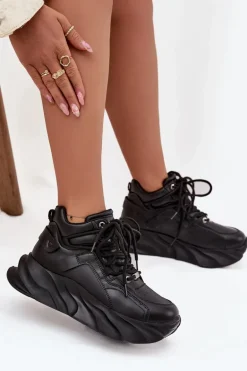 Sneakersy Damskie Skóra Naturalna GOE SS2N4036 Czarne