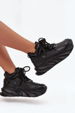 Sneakersy Damskie Skóra Naturalna GOE SS2N4036 Czarne