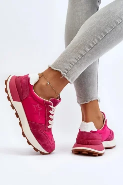 Sneakersy Damskie Skórzane Big Star NN274961 Fuksja