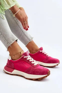Sneakersy Damskie Skórzane Big Star NN274961 Fuksja