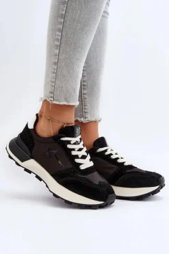 Sneakersy Damskie Skórzane Big Star NN274963 Czarne