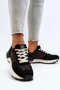 Sneakersy Damskie Skórzane Big Star NN274963 Czarne
