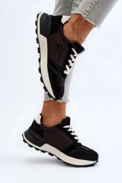 Sneakersy Damskie Skórzane Big Star NN274963 Czarne