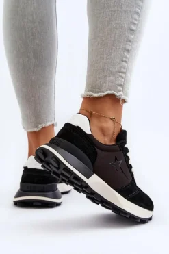 Sneakersy Damskie Skórzane Big Star NN274963 Czarne