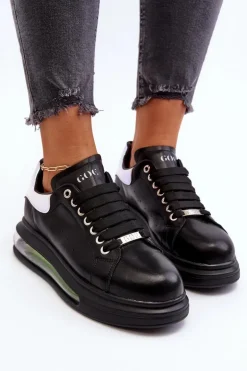 Sneakersy Damskie Skórzane GOE NN2N4030 Czarne